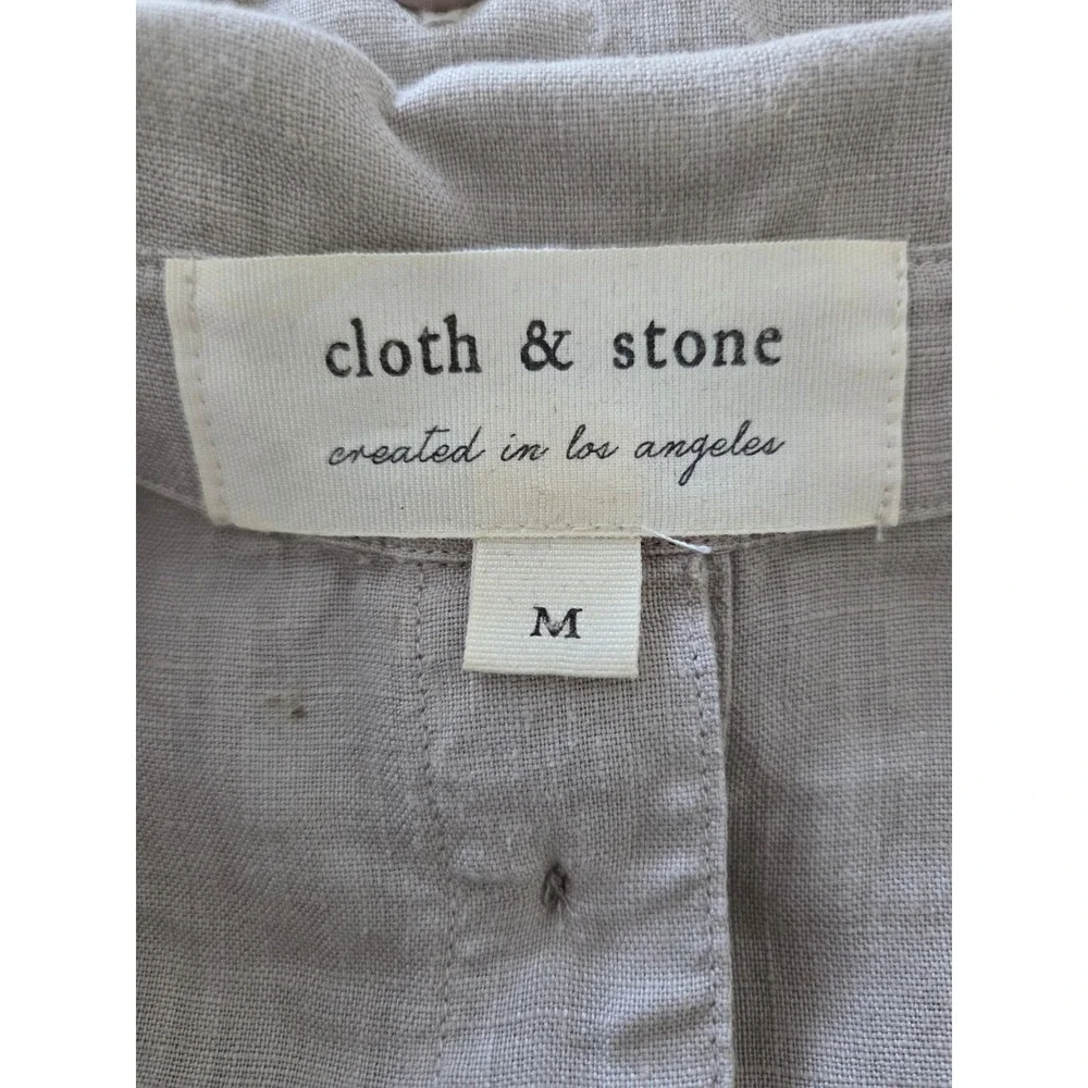 Cloth & Stone Tan 100% Linen Sleeveless Button Front & Back Top Blouse Sz M - Picture 3 of 5